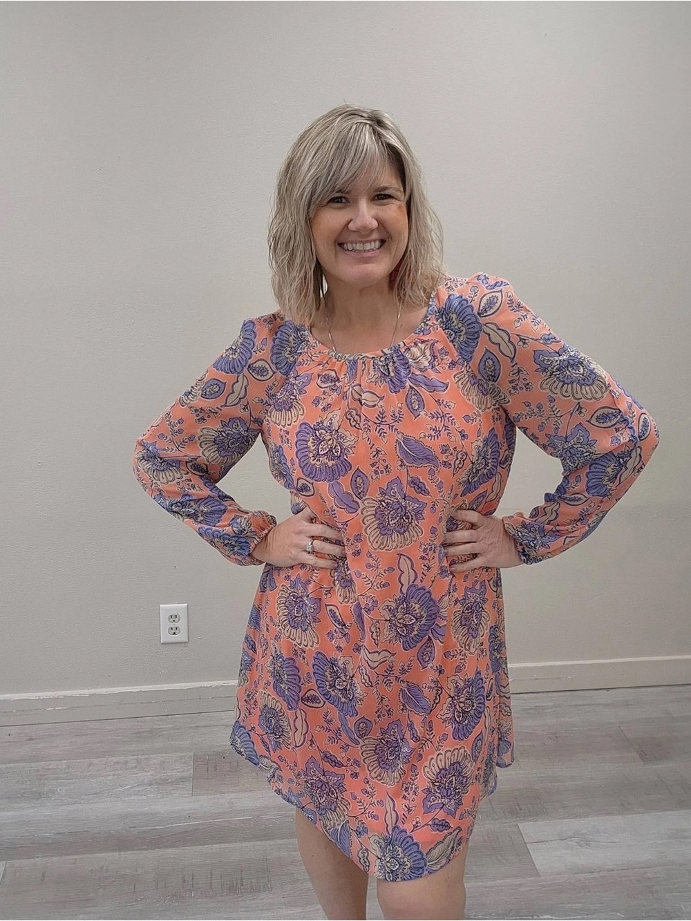 Tommy Hilfiger Coral & Purple Floral Mini Dress - Size 12